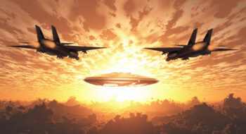 Fighter jets versus UFO (artist's impression)