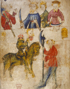 Sir Gawain and the Green Knight (from original manuscript, artist unknown)