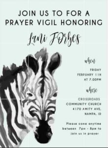 Lani Forbes prayer vigil, Feb. 11, 2022