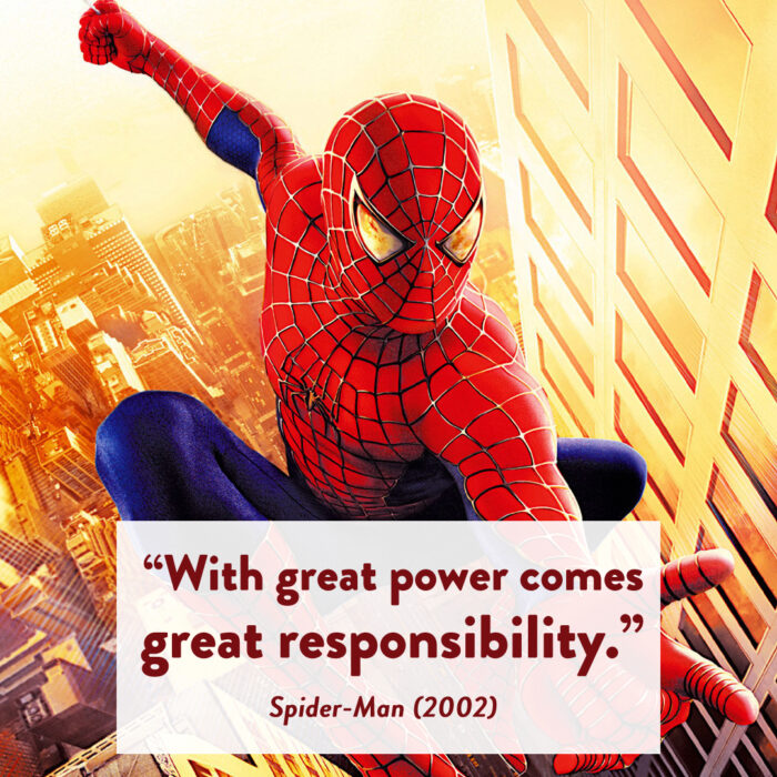 spiderman quotes with great power comes great responsibility